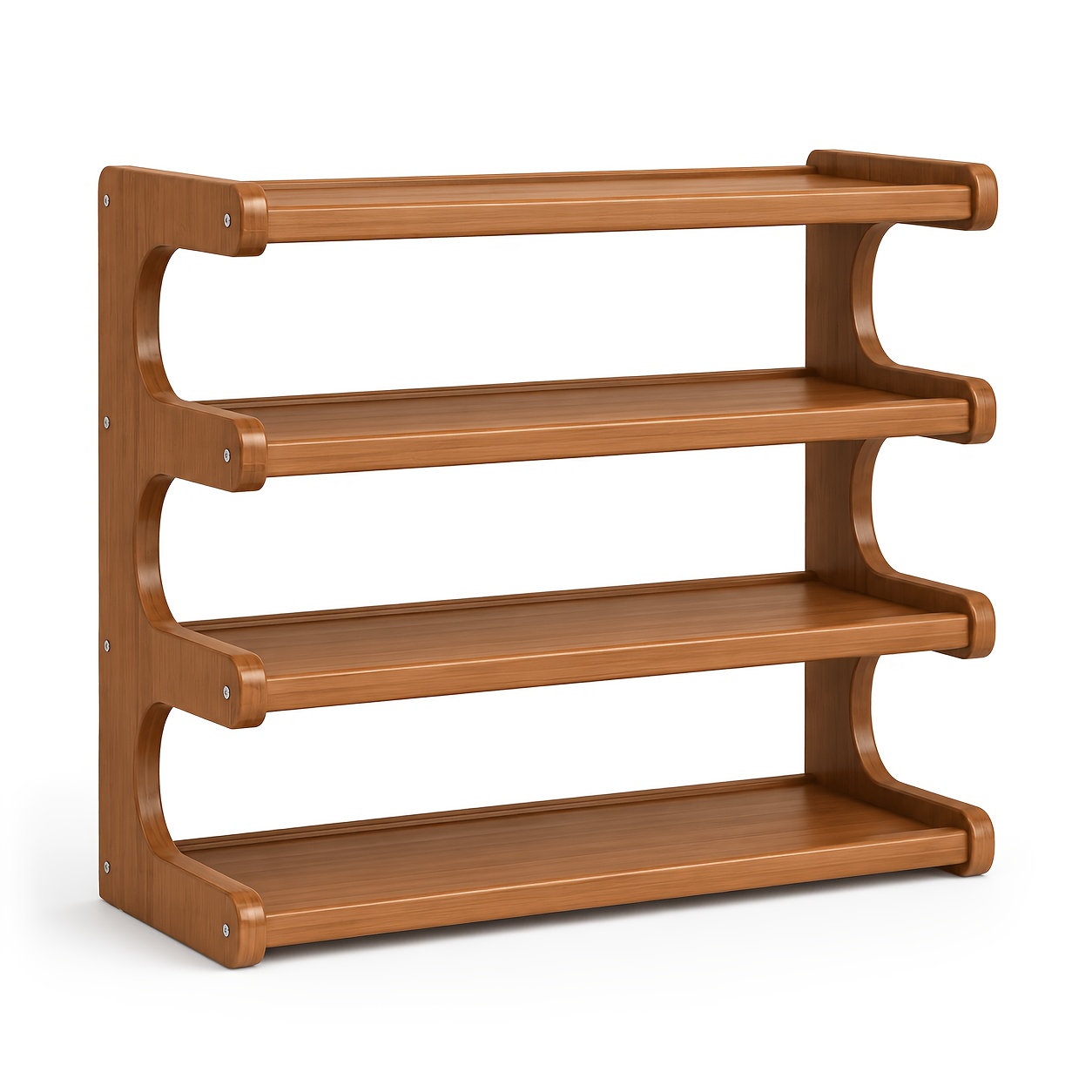 TEMU 4-tier Wooden Shoe Rack, , Holds 18 Pairs Of Shoes, Wood Grain End, Suitable For Dormitories, , And Living Rooms, Easy Assembly, Brown
