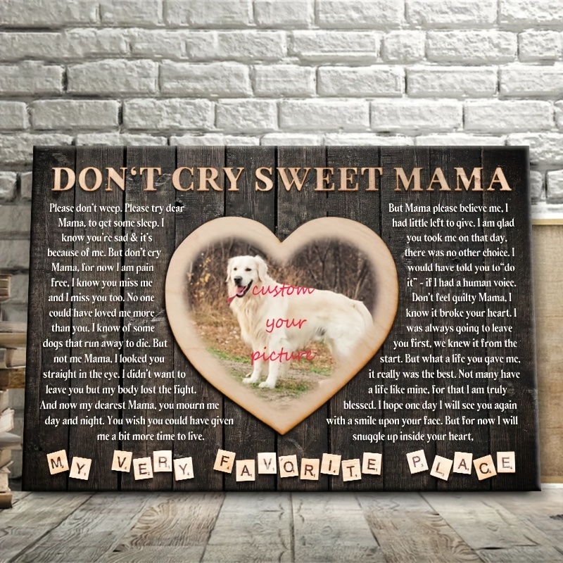 

Personalized Dog Memorial Canvas Print - "don't Cry " Sympathy Gift, Custom Photo Wooden Framed Wall Art, Ready To Hang 11.8x15.7 Inches