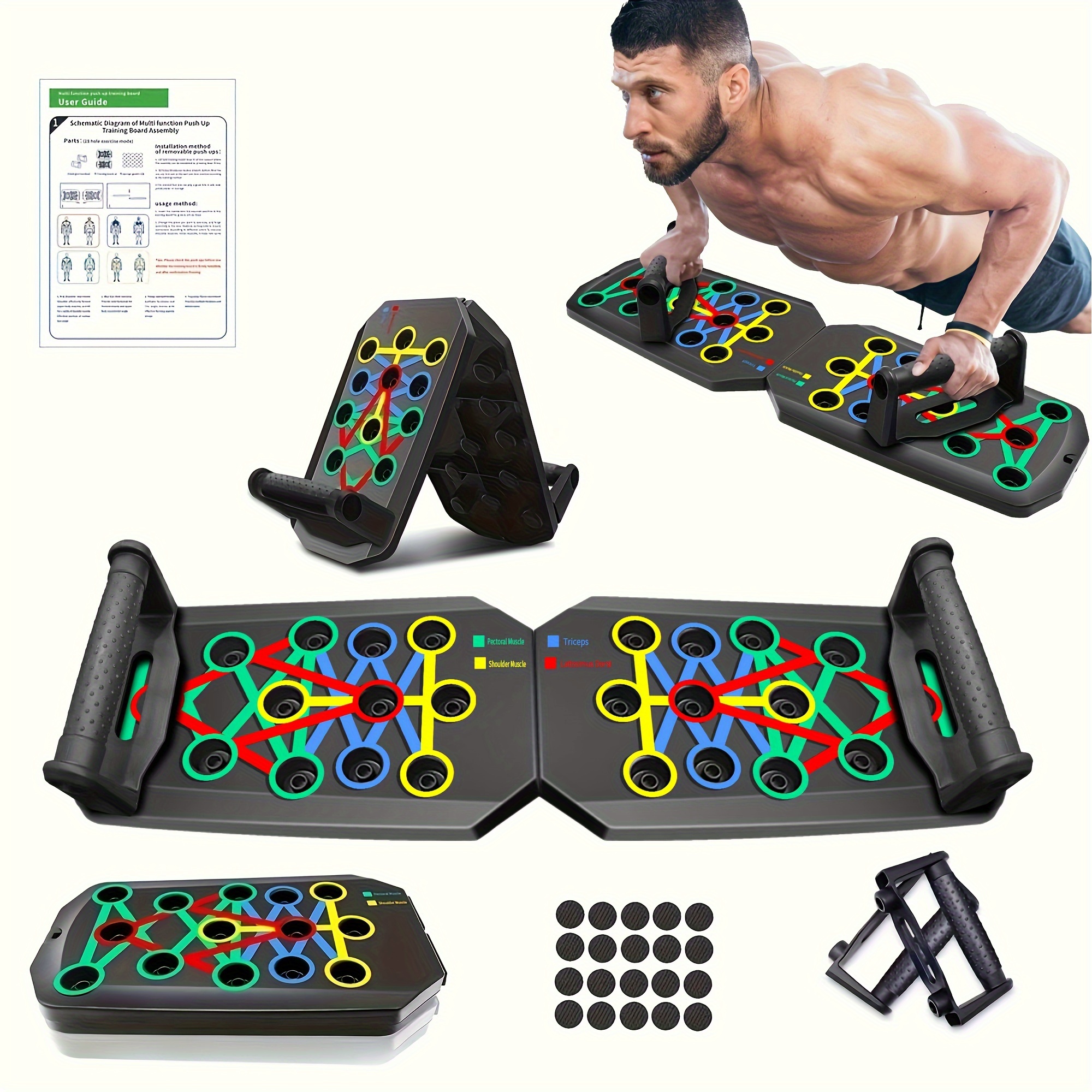 Multifunctional Home Gym Equipment - Ergonomic Push-Up Training Board for Enhanced Chest and Shoulder Strength, Ideal for Fitness Enthusiasts, Non-Electric PP Material, Suitable for All, Home And Gym Training Efficiency, Comfortable Exercise