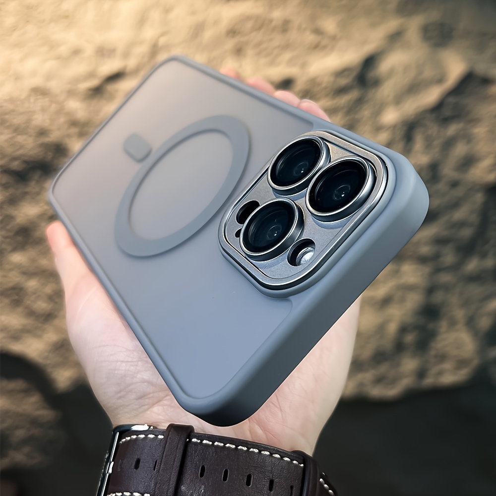 luxury matte transparent magnetic wireless charging case for iphone 15 14 13 12 11 pro max plus with lens protector soft bumper shockproof   hard acrylic back cover details 3