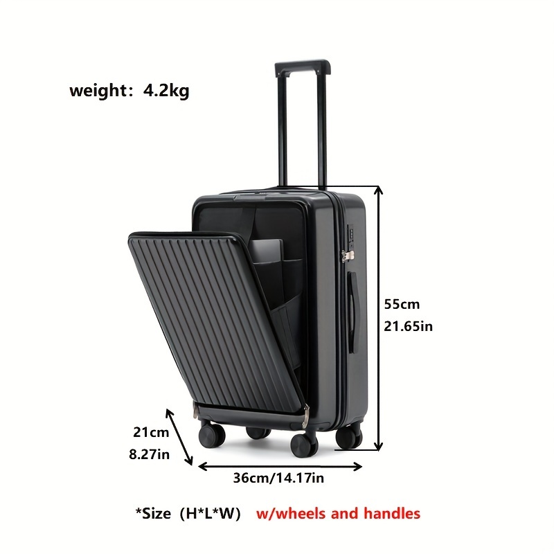 Fashion 20-inch Travel Suitcase with USB Charging Ports, Cup Holder, Laptop  Compartment, and Wet-Dry Bag Multifunctional ABS Hardshell Lu