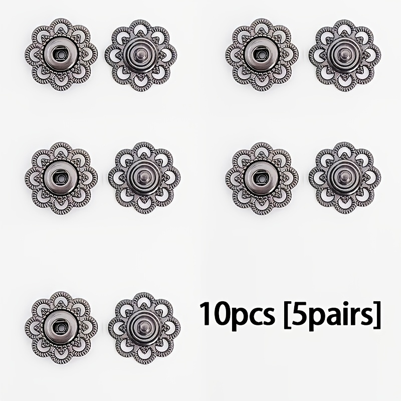TEMU 10 pièces Boutons Métalliques Invisibles - Fermetures Sécurisées et Cachées pour Manteaux, Pulls, Chemises, Design -, DIY, Poches, Sacs à Main &