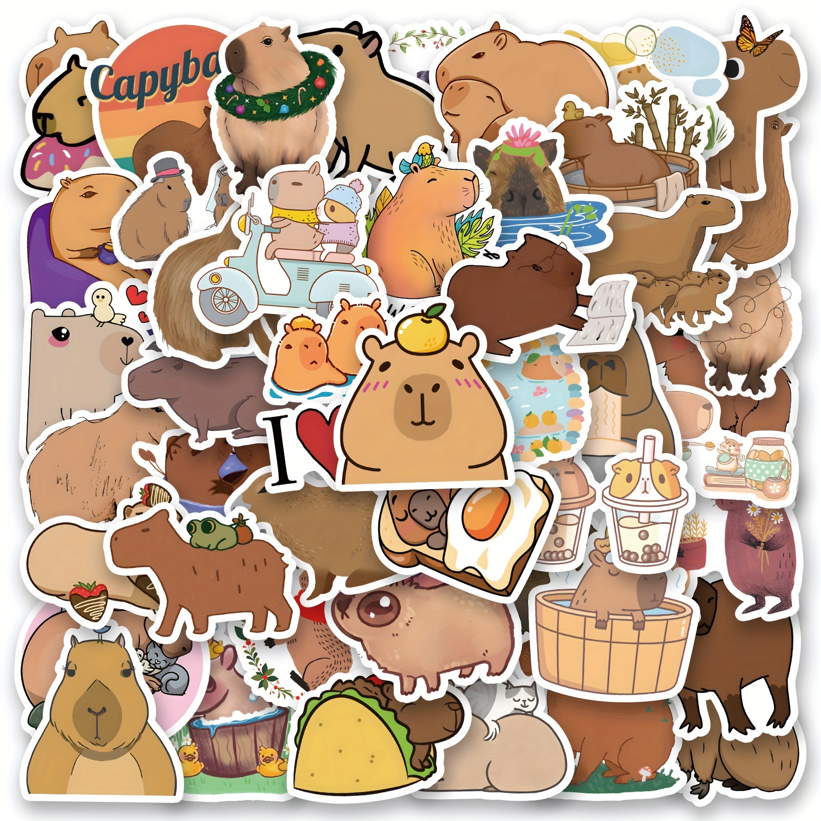 50 st Tecknade Capybara Graffiti Stickers Dekoration Dator Vattenkoppar  Bagage Pennor Gitarr Notebooks Diy Vattentäta Stickers ad53
