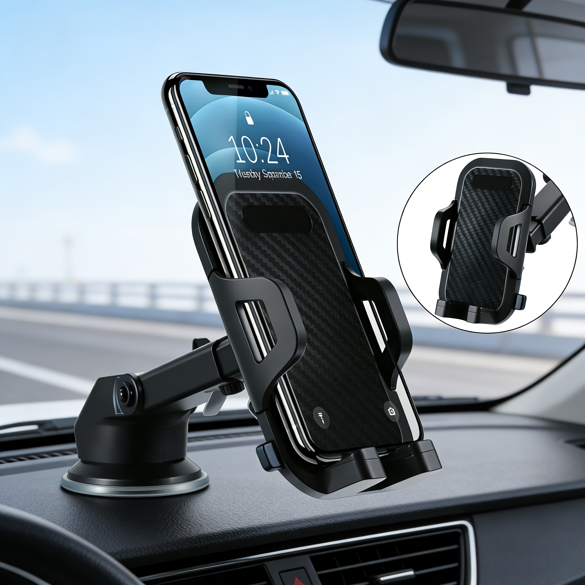 1pc universal car dashboard navigation phone holder suction cup and vent mount adjustable 360 rotatable extendable arm compatible with all smartphones and vehicles ideal for gps navigation and in car use