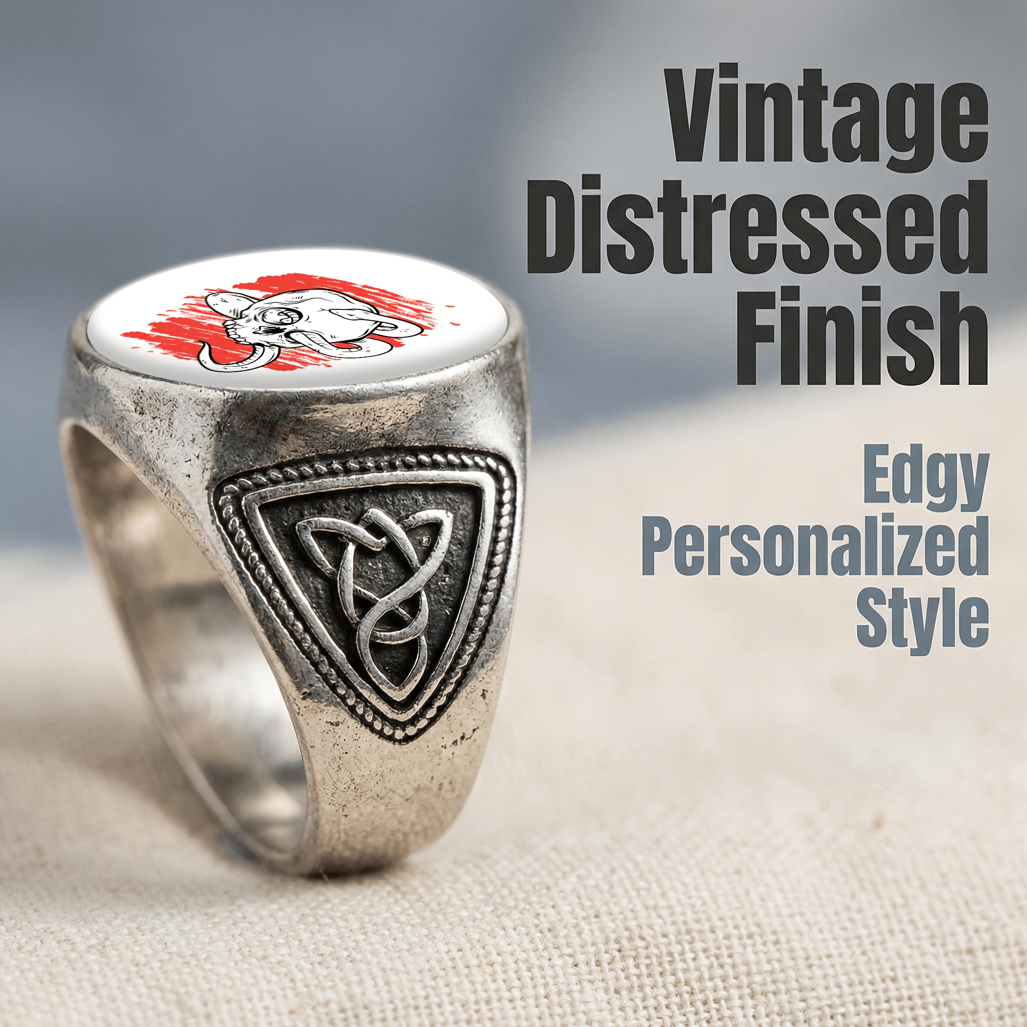 Metal-Textured Skull and Snake Ring, Unique Design – BLING QUEEN