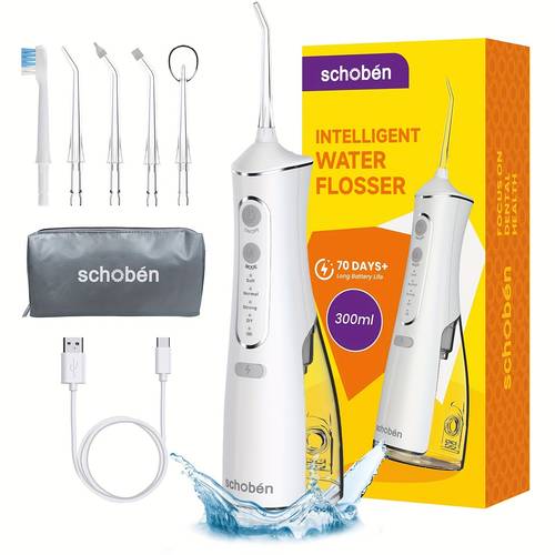 item picture portable floss cleaner for men and women rechargeable electric tooth cleaner with 5 nozzles and uses dental floss usb charging with storage bag suitable for home and tooth care for men and women ideal gift fathers day mothers day gift