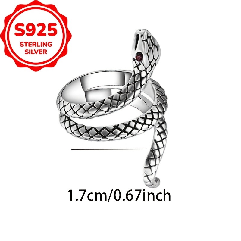 Women's S925 Silver King Snake Ring with Zirconia, Anniversary Gift