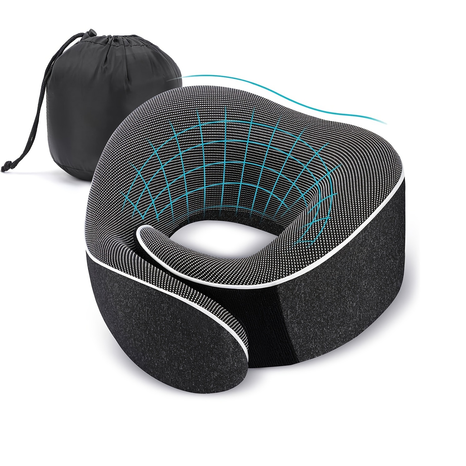 ergonomic travel pillow for neck support soft contoured design with 100 polyurethane foam portable with storage bag black for airplane car office home use travel pillow neck pillow   accessory stylish sleep accessory   level 0