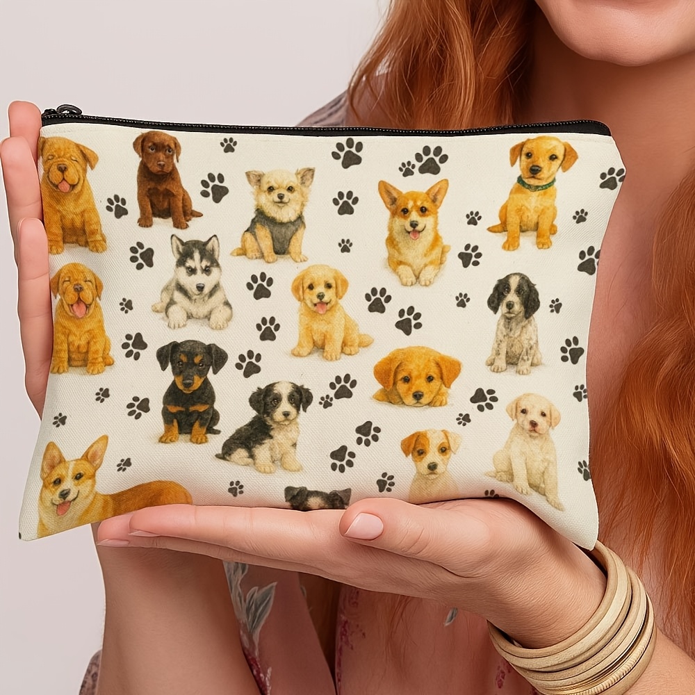 TEMU Neceser con de pata de perro adorable para mujer y hombre - Gran capacidad para viaje con diseño de cachorro adorable, bolsa de maquillaje