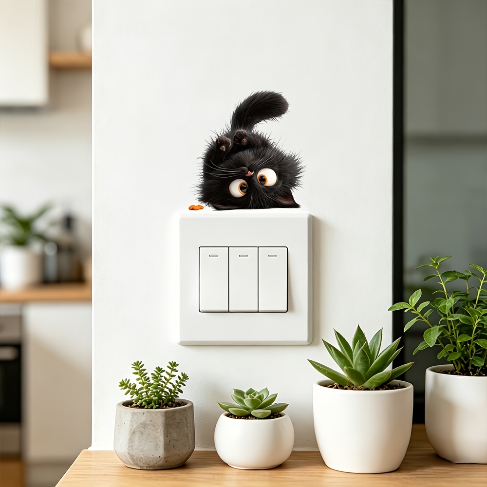 Cute Black Cat Switch Sticker for Home Decor
