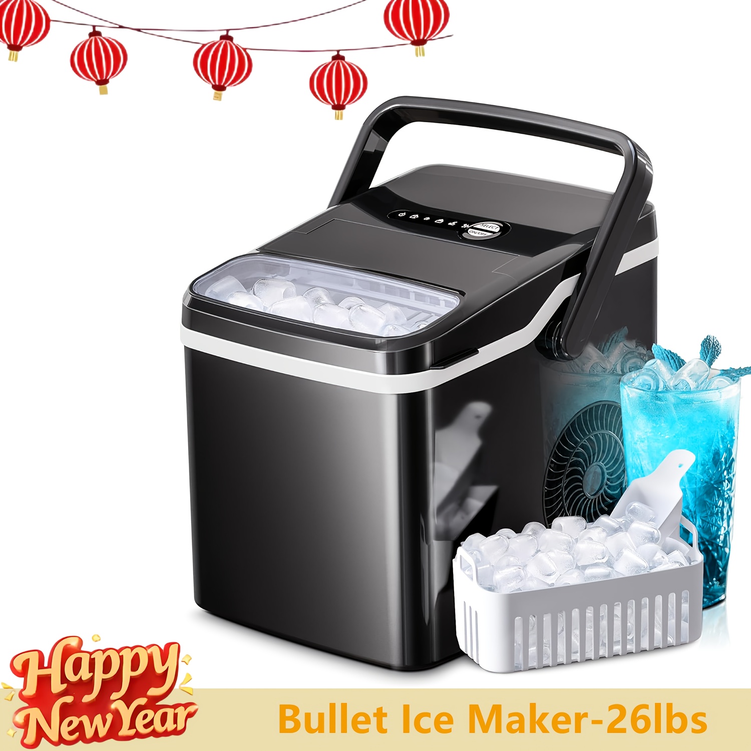 

Crzoe Pebble Ice Makers Countertop, 45lbs Ice Or 26/28lbs Bullet Ice Types , Ice Maker Machine With Self-cleaning, Stainless Steel Housing, Pellet Ice Maker With 2.5qt Water , Maker For Home & Kitchen