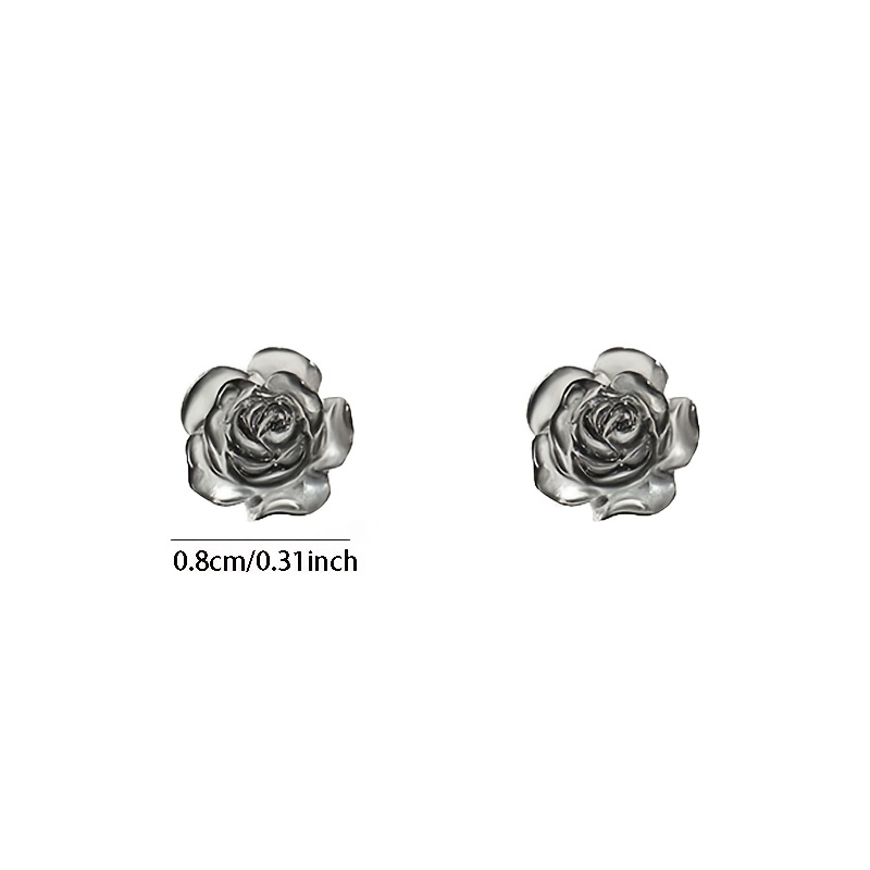 2pcs Women's 925 Sterling Silvery Gradient Rose Flower Stud Earrings