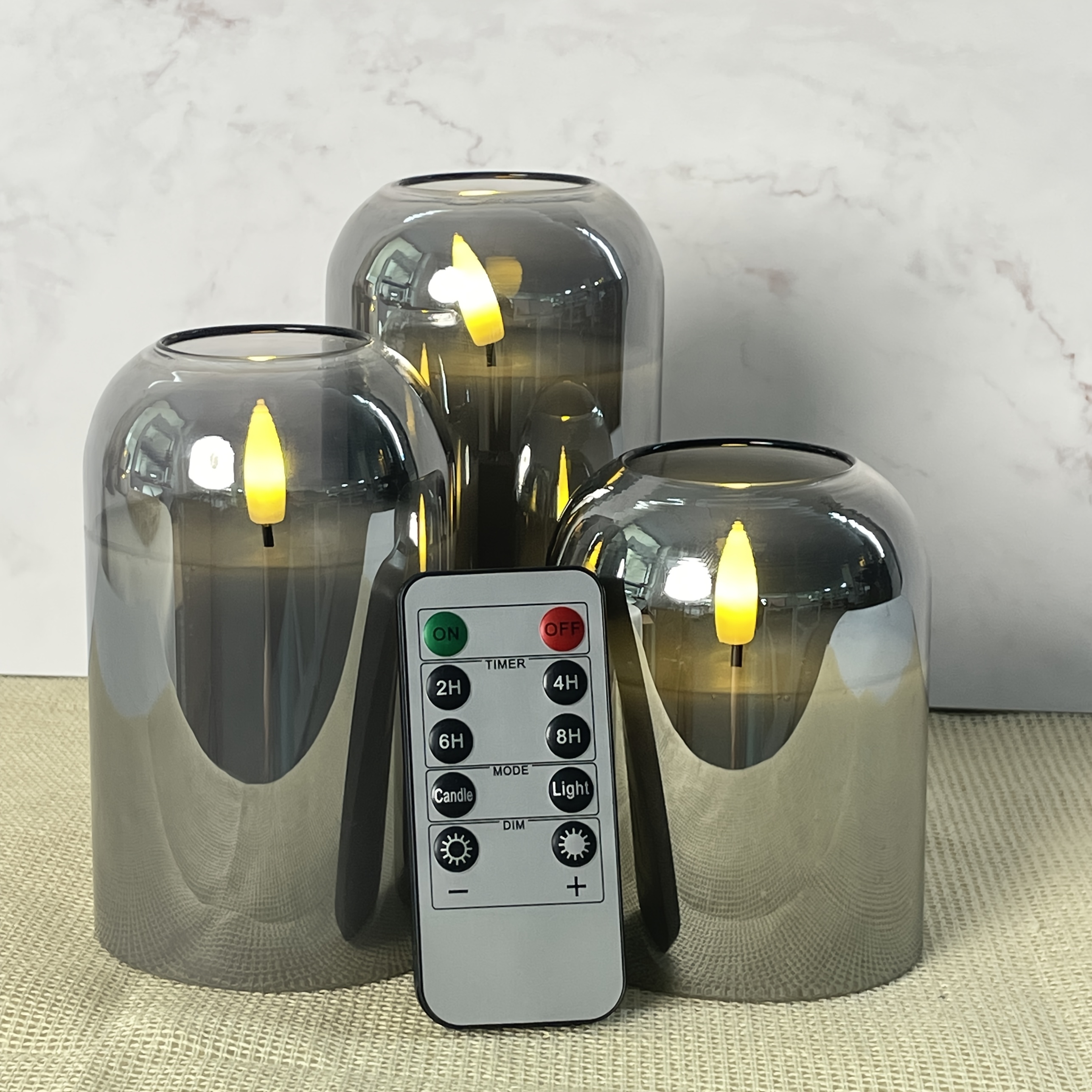 Image of Dome Flameless Candles, Battery Operated With/without Remote Controls, Dancing Led Flickering No-flame Pillar Candle, 3pcs Set Real Wax Autumn Home Decorations, 4" 5" 6" Tall In Premium Gray
