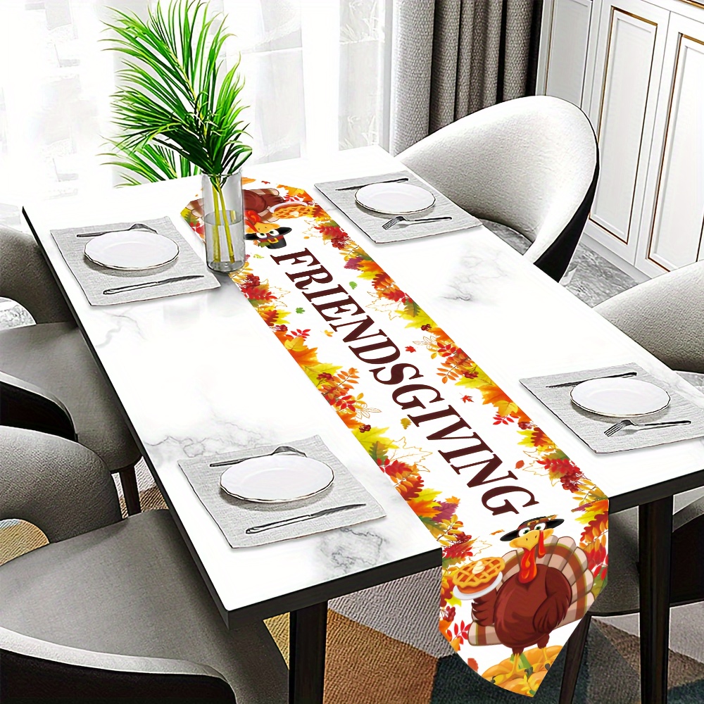 

1pc, Thanksgiving Table Runner, 70.8x13.8 Inches, Polyester, Machine Woven, Autumn Festive Design, Kitchen & Dining Table Decor, Party Supplies