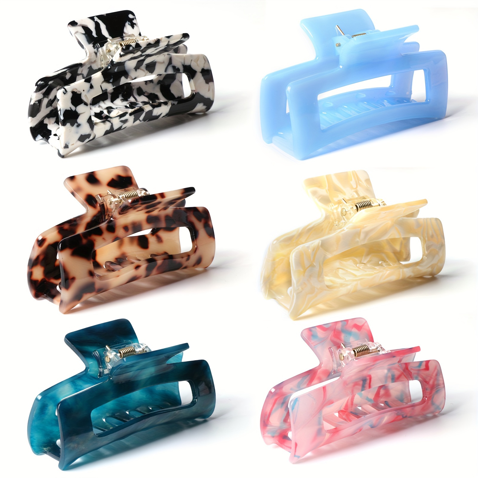 

Elegant And Simple Large Acrylic Hair Clips With Mixed Color Patterns - M Jjypet