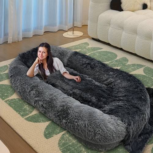 sea freight removable and washable long plush oversized 70 8 2 x 11 8 large human dog bed human sized dog bed for adults and large