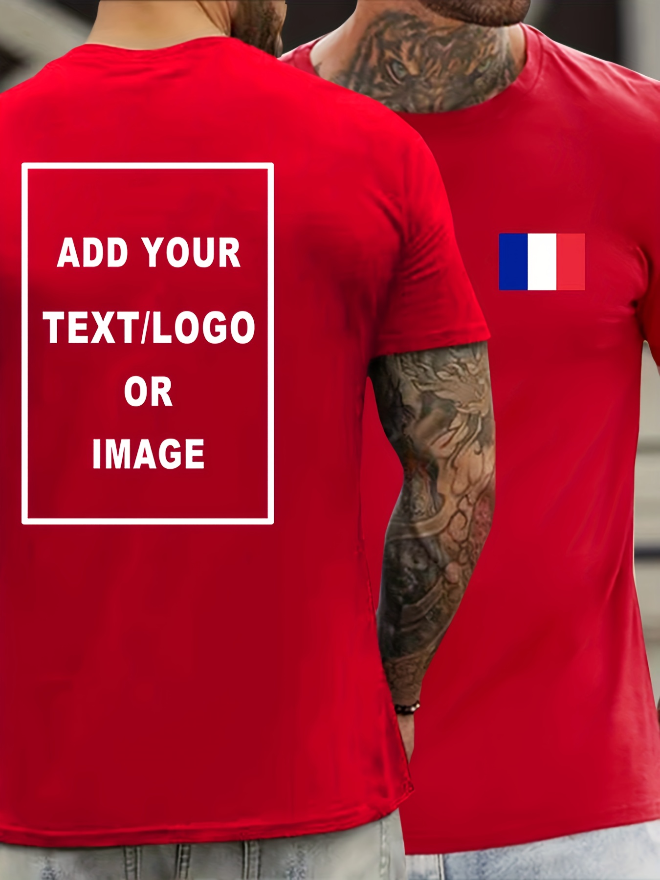 Custom T Shirt Personalized Tees For Men France Flag Print Casual Short Sleeve Custom Printed T shirt For Summer Custom Print On The Back