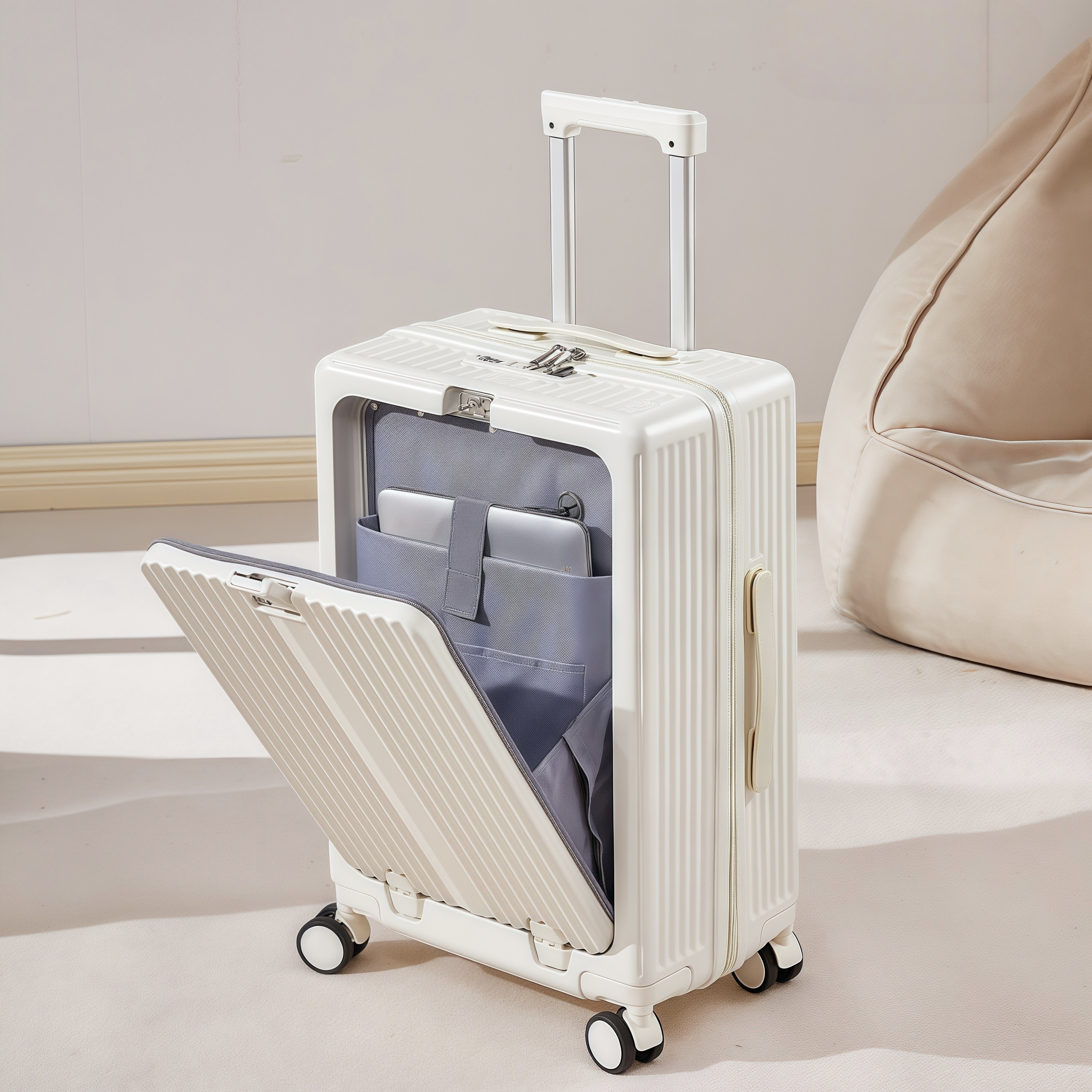 20&*;/22&*;/24&*;/26&*; Business Travel Luggage With Front Compartment, Dry-Wet * Lining, With Hook &amp; Cup Holder &amp; USB Port, Lockable