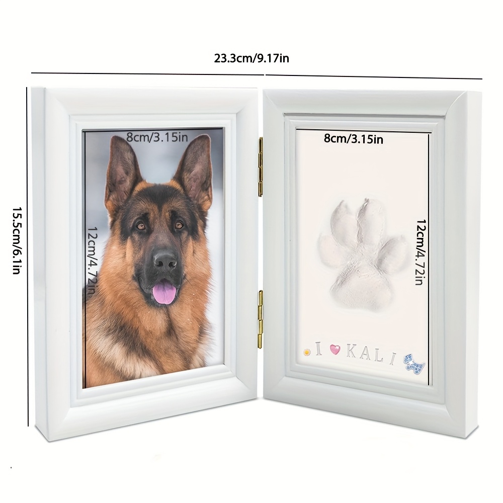 2-Fold Irregular White Pet Paw Print Photo Frame, First Memory Frame, Keeping Pets Forever in Memory, Suitable for Home Decoration And Personalized Gifts