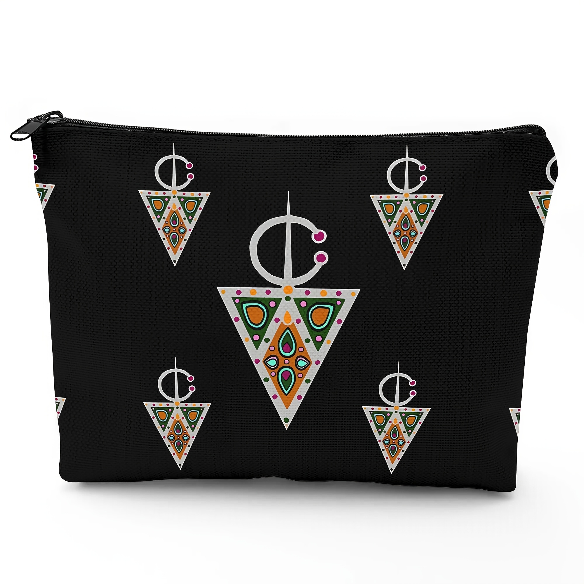 TEMU Trousse de maquillage ZLIENSZUS à imprimé berbères, adaptée et aux , style à colorées, sac à main, sac de voyage compact