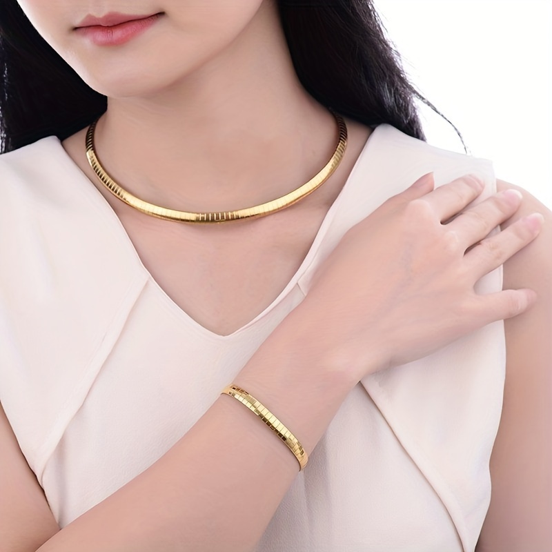 Bohemian Style Necklace & Bracelet Set - Silver Stainless Steel