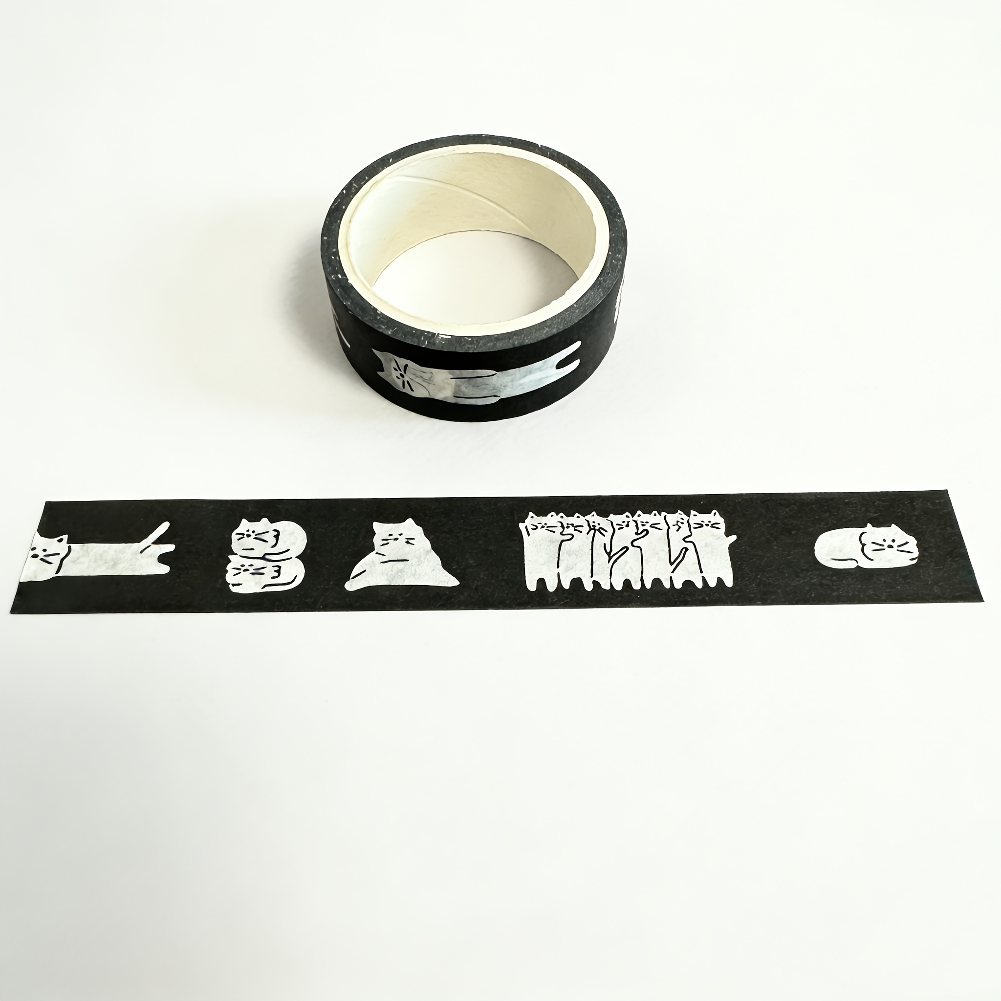TEMU 1pc Black Background Washi Tape, 15mm X 196.8 Inches - Perfect For Scrapbooking, Crafts, And Office Use