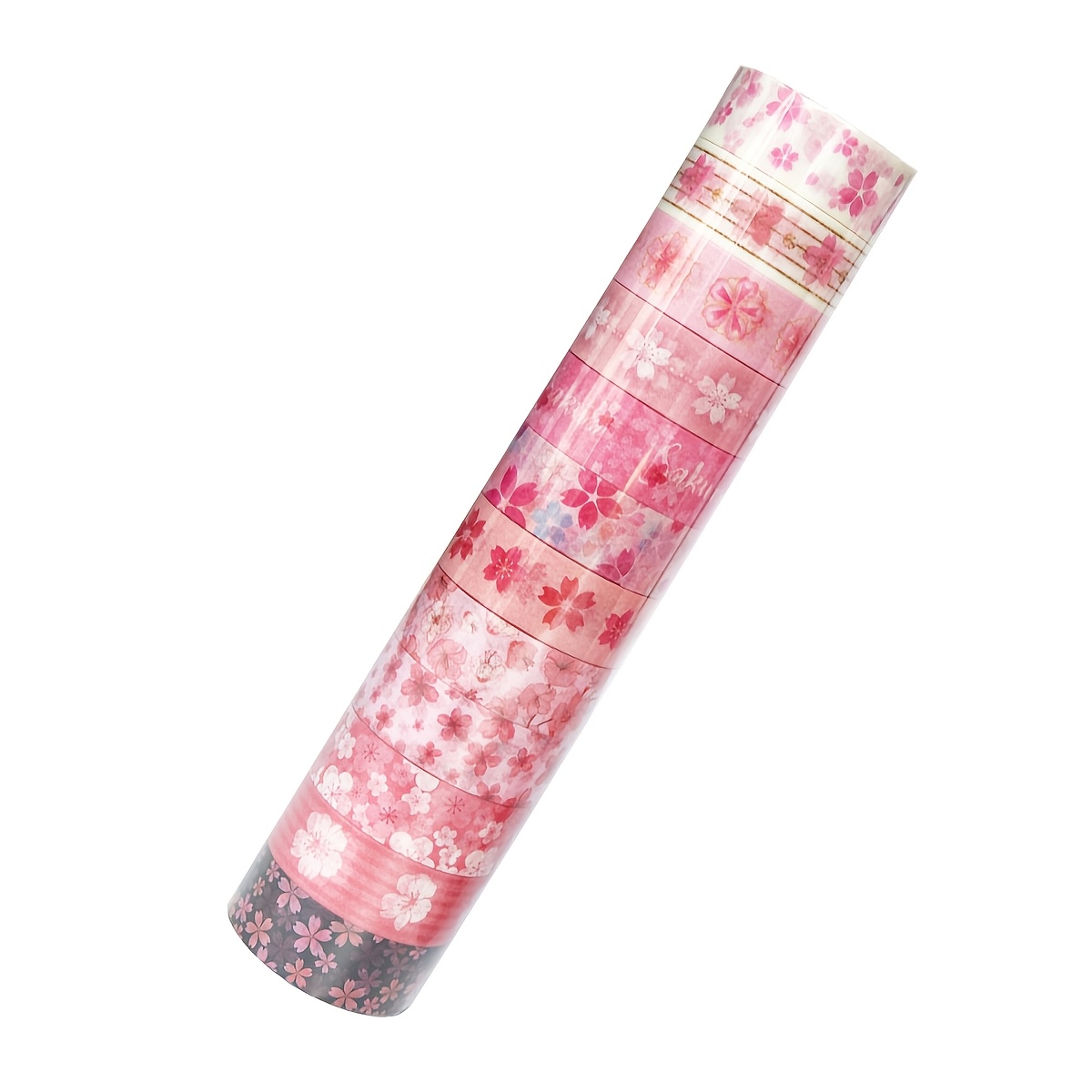 TEMU 12 Rouleaux de Ruban Washi à Motif de Roses, Ruban de Masquage Créatif avec Différents Imprimés de Pétales, Convient pour Carnet de Notes,