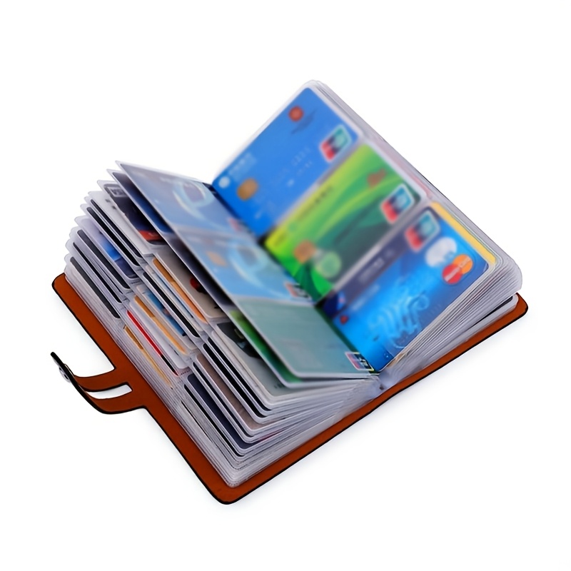 

Rfid Blocking Leather Card Holder Wallet - , Snap Closure, Transparent Sleeves For Credit & Debit Cards, Leather, Leather Wallet