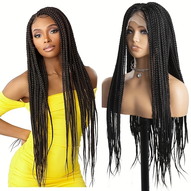 Triangle Box Braids Over Hip-Length 36'' Full Double Lace Small Knotless  Braided Wig