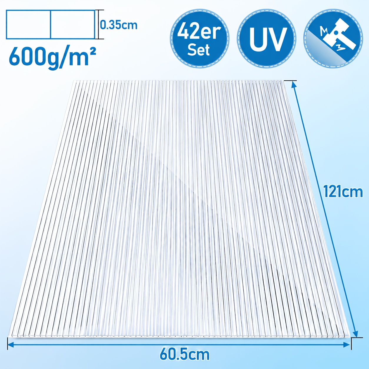 Image of Double-layer Polycarbonate Multi-wall Sheets, Greenhouse Panels, Uv-resistant, Suitable For Greenhouses, Gardens, And As Replacement Panels For Greenhouses