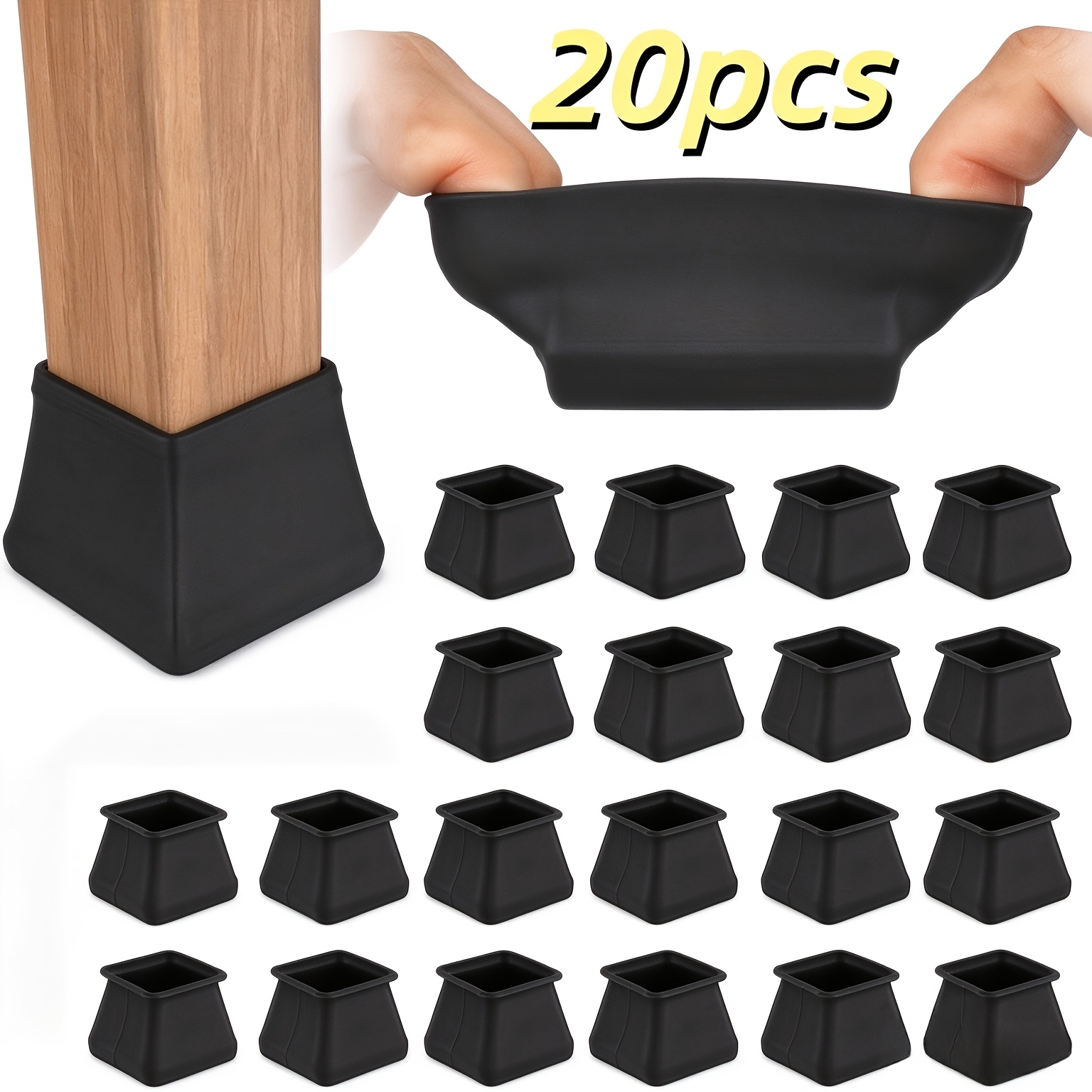 TEMU 20pcs Set Of Large Thickened Silicone Chair Leg Pads, Anti-slip Furniture Floor Protectors, Suitable For All Floor Types, Effectively Preventing