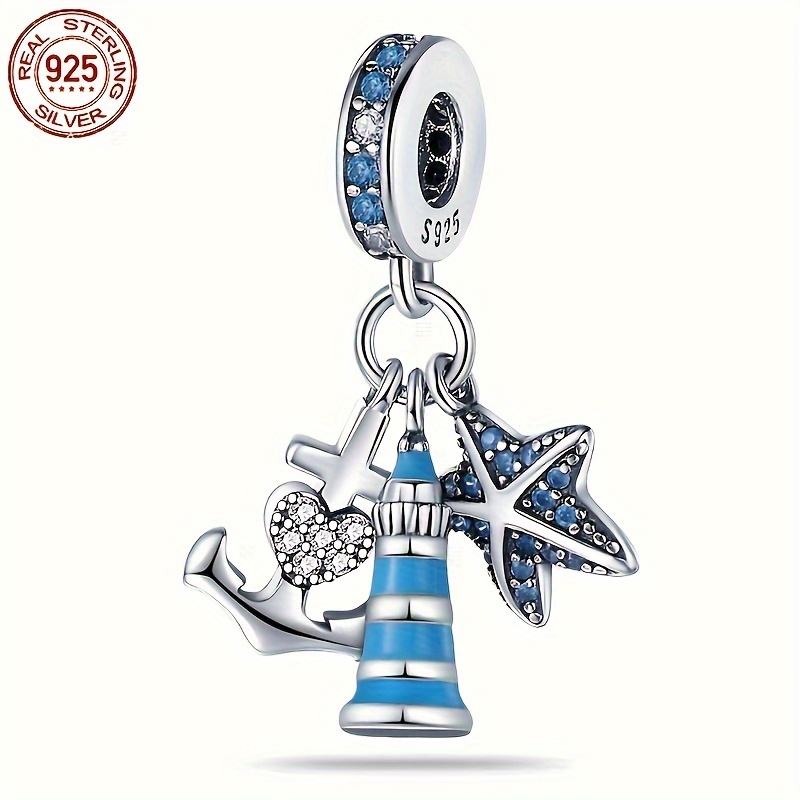

1 Pcs 925 Sterling Silver Lighthouse Three-piece Pendant Diy Bead Fit Original Brand Bracelet Pendant Party Jewelry Gifts For Women