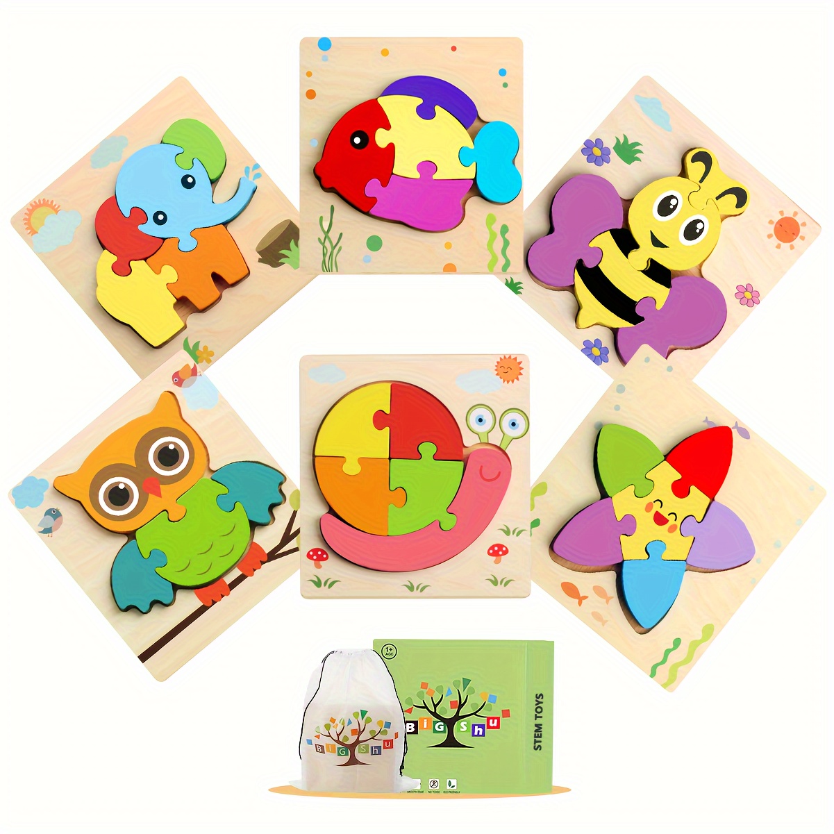 

Wooden Gifts For Children Are Suitable For Boys And Girls Aged 1-3, Animal Jigsaw Montessori Toys, Christmas And Birthday Gifts For Learning And Education.