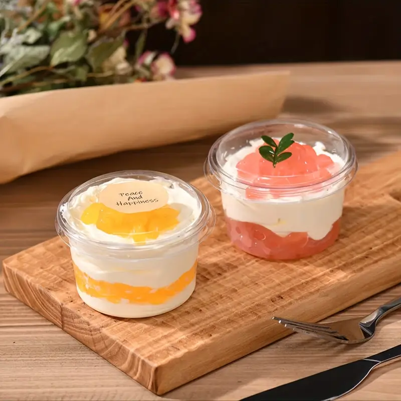 10 mini tassen klarem kunststoff pudding joghurt