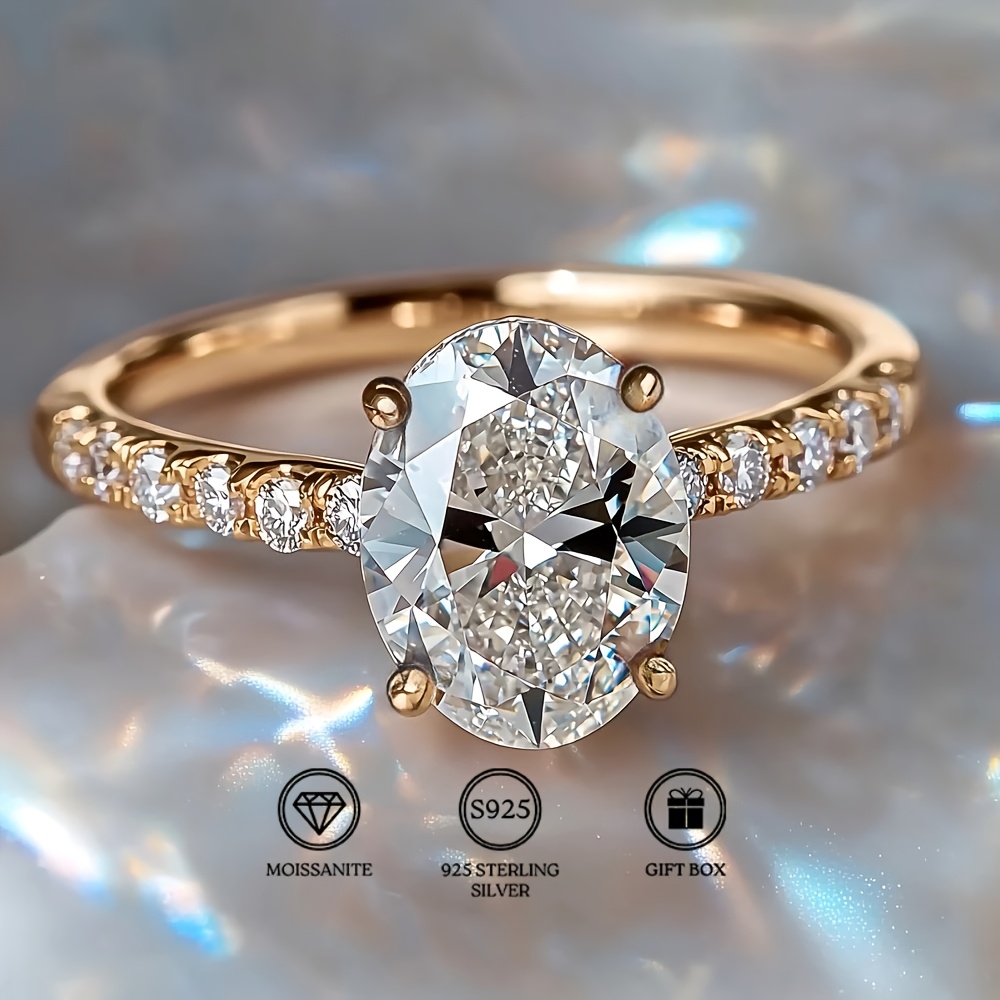 1pc 925 sterling silver pigeon egg moissanite ring sparkling round cut stone plated   anniversaries proposals elegant   ideal for   and formal events formal event ring elegant ring design plating moissanite ring