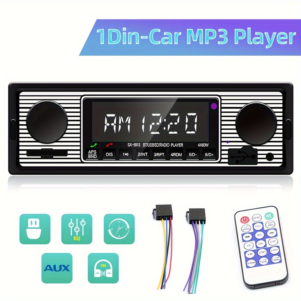 

1din In-dash Car Radio Wireless Audio Eq Music Stereo 12v Car Radio Mp3 Player Usb/sd/aux-in Remote Control Digital Stereo