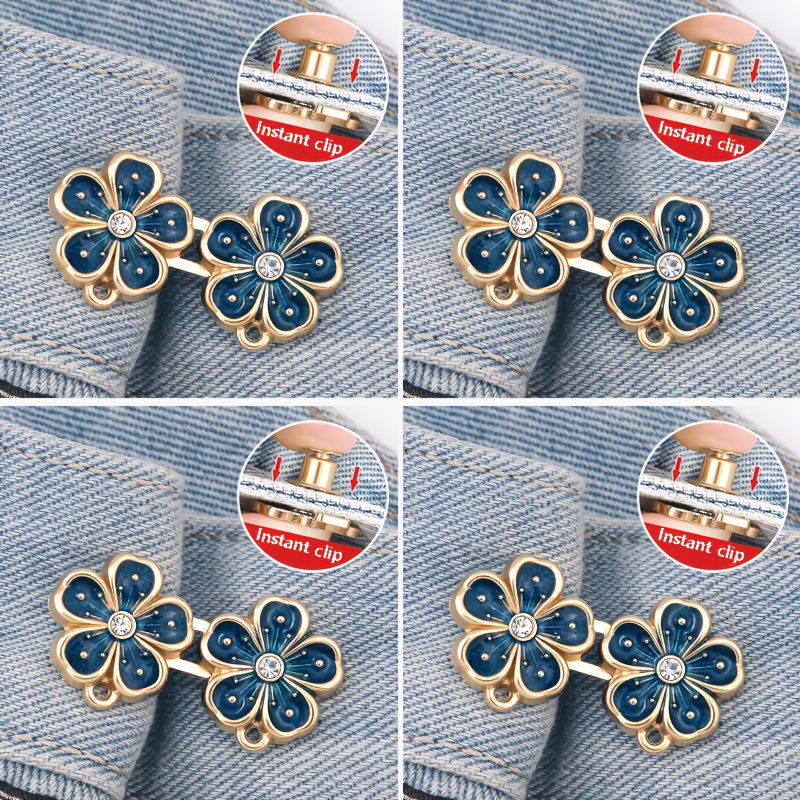TEMU Lot de 4 paires de boutons de serrage réglables et amovibles pour réduire la taille du jean, clous ni couture, réducteur de taille pour pantalon