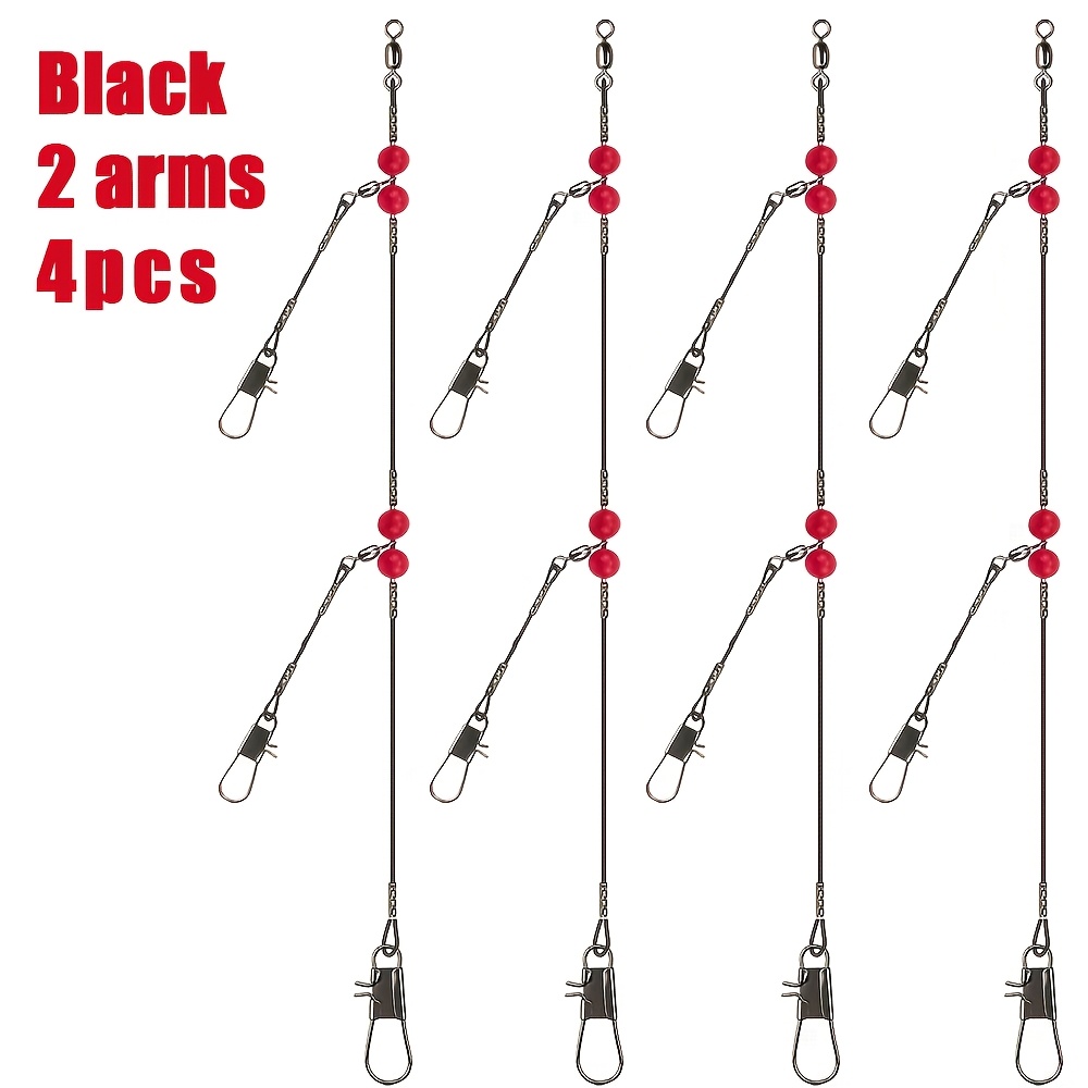 TEMU 4pcs Vipfish Stainless Steel Fishing With Swivel Snap Rig - Heavy-duty Saltwater & Freshwater Wire , -reducing Connectors, 1-arm/2- Suitable For
