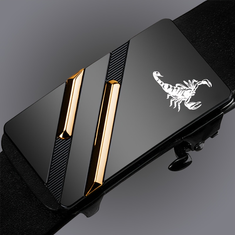 Men's Scorpion Pattern Black Automatic Buckle Belt Set
