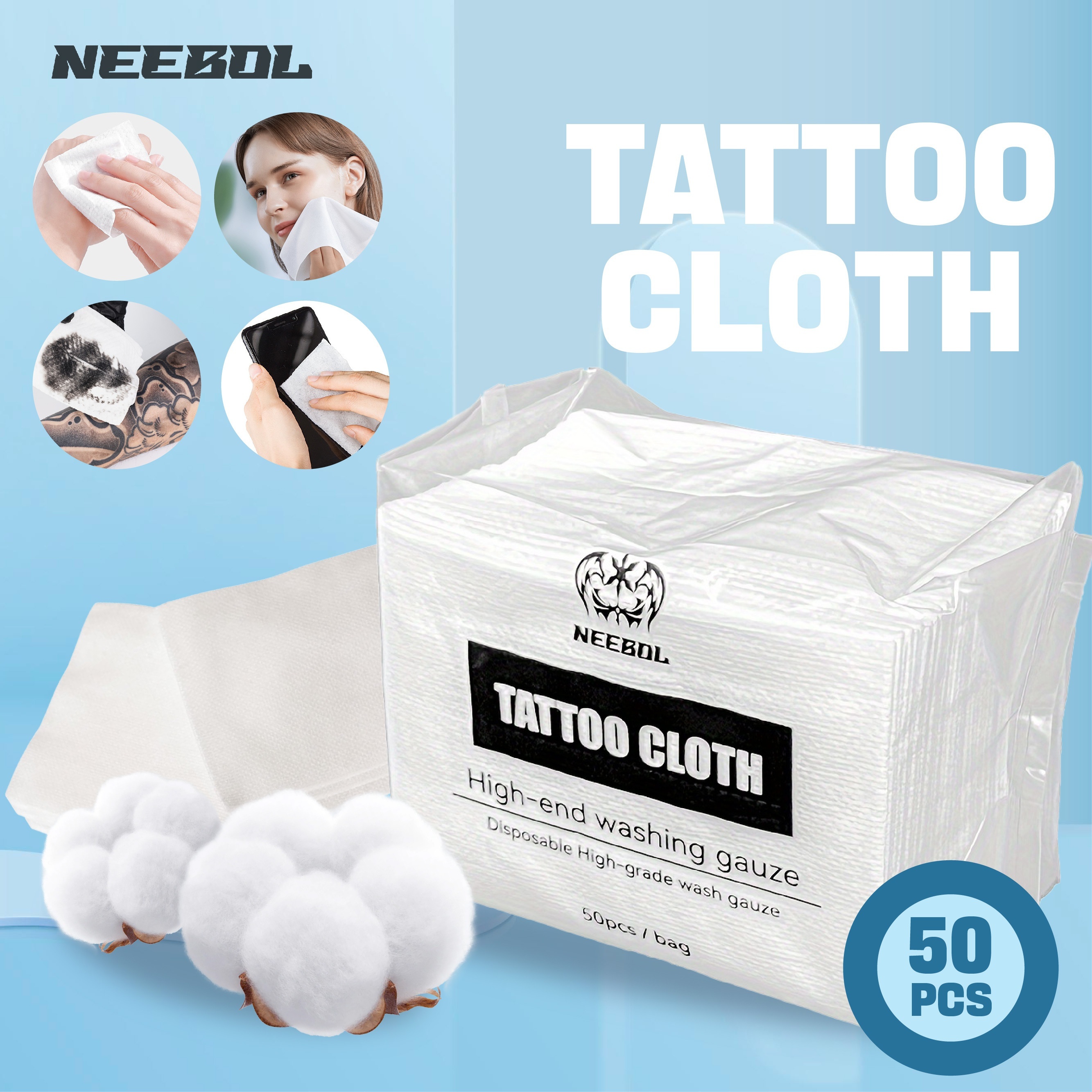 

50pcs/200pcs Neebol Disposable , Cloths For Makeup Removal, Cleaning Towels Ink Wipes For Tattooing Spa Use