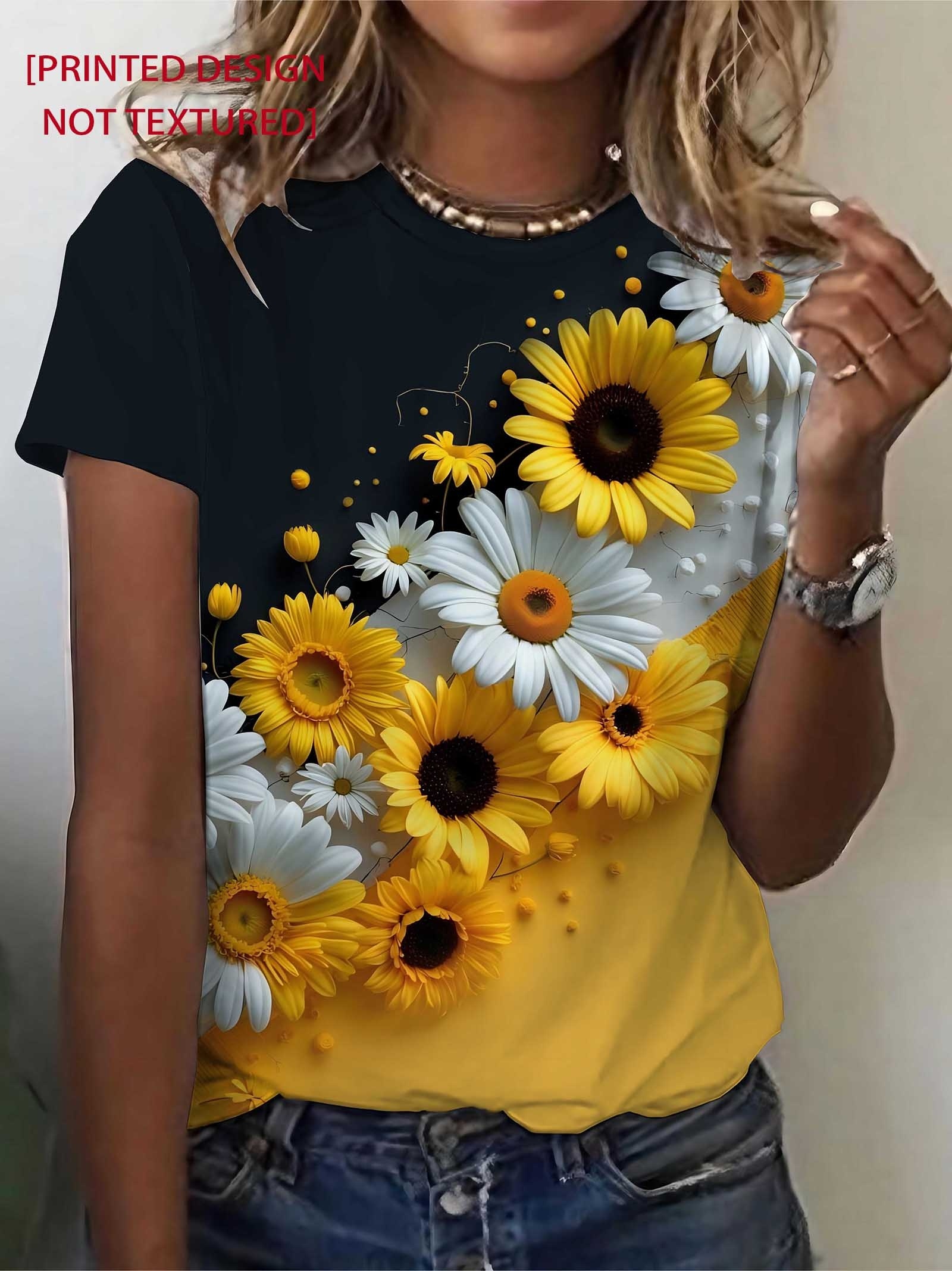 blue shirt with yellow flowers sold on Temu United States