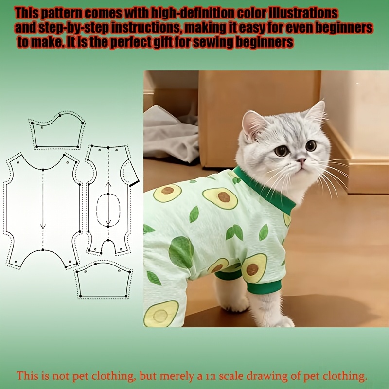 TEMU Naai-patronen voor huisdierkleding in meerdere maten, naai-patronen voor katten- en hondenkleding, DIY-sjablonen voor huisdierkleding