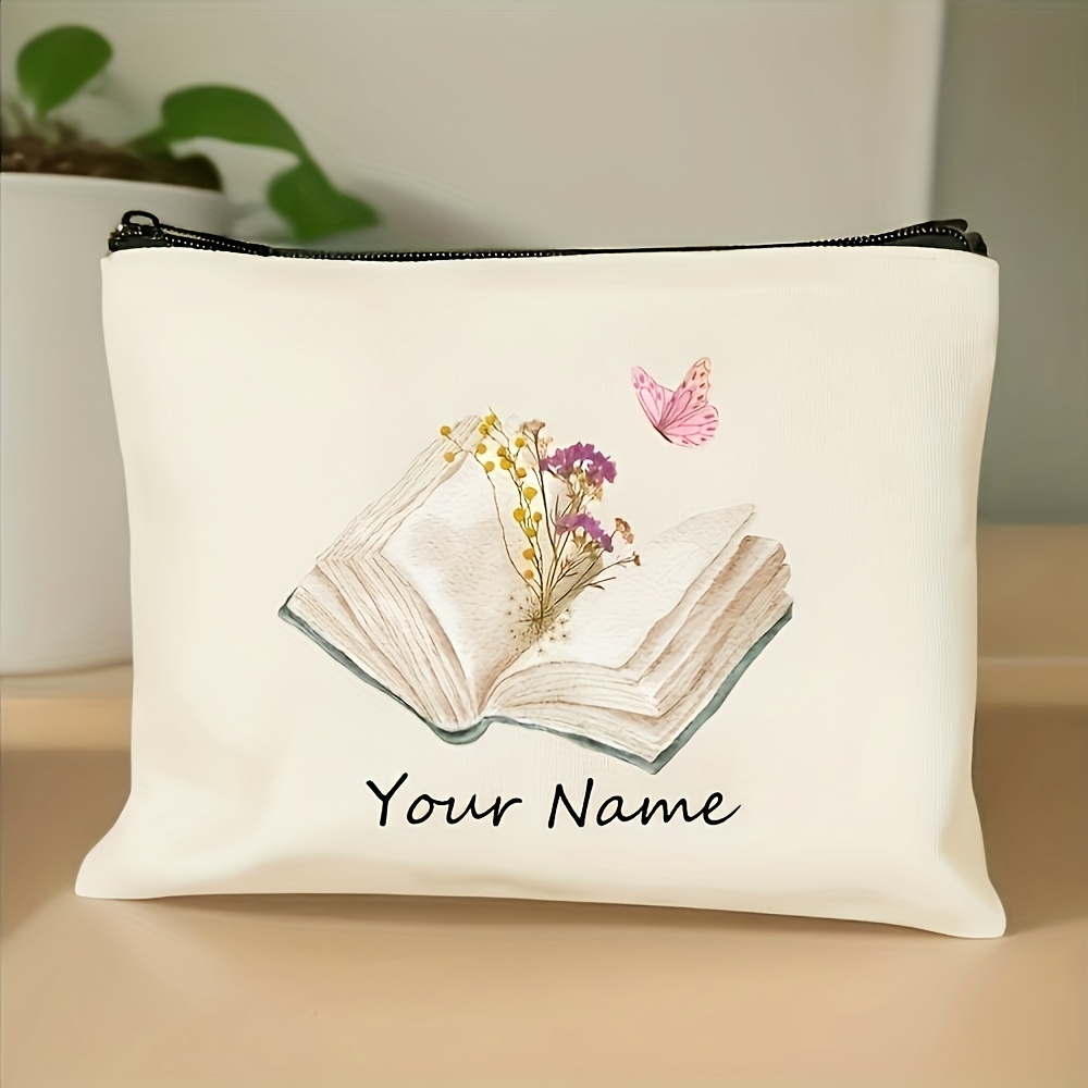 TEMU Exquisite Custom Makeup Bag – A Versatile And Delicate Design Featuring A Pink Floral Print, Perfect For Use As Handbag Or Pencil Case!