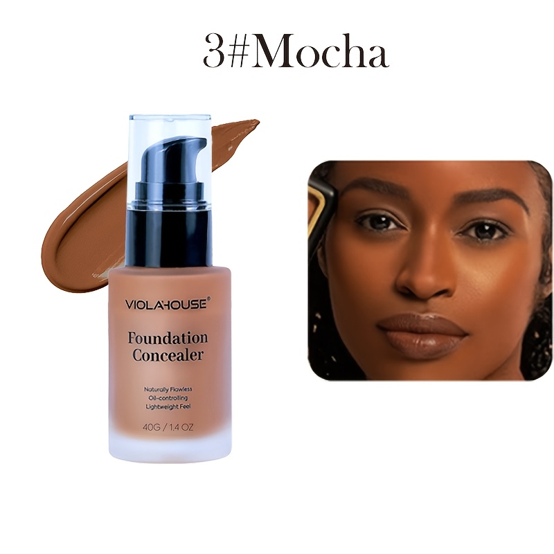 Foundation Concealer, Coverage Oil Control Foundation Makeup, Lightweight Smooth Buildable Coverage, Long Lasting , Base Makeup For Daily Party Cosmetic, For Tones, Daily Make Up