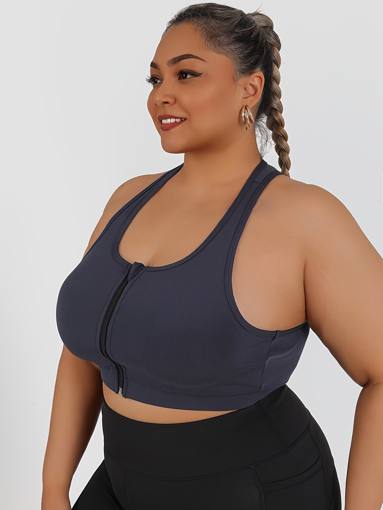 Women's High-Impact Sports Bra with Zipper Front Closure, Removable Pads & High-Elasticity Fabric - White Yoga Running Gym Bra for Workouts, Machine Washable, Strapless Push Up Bra, Workout Support, Backless Design, Durable Sports Wear