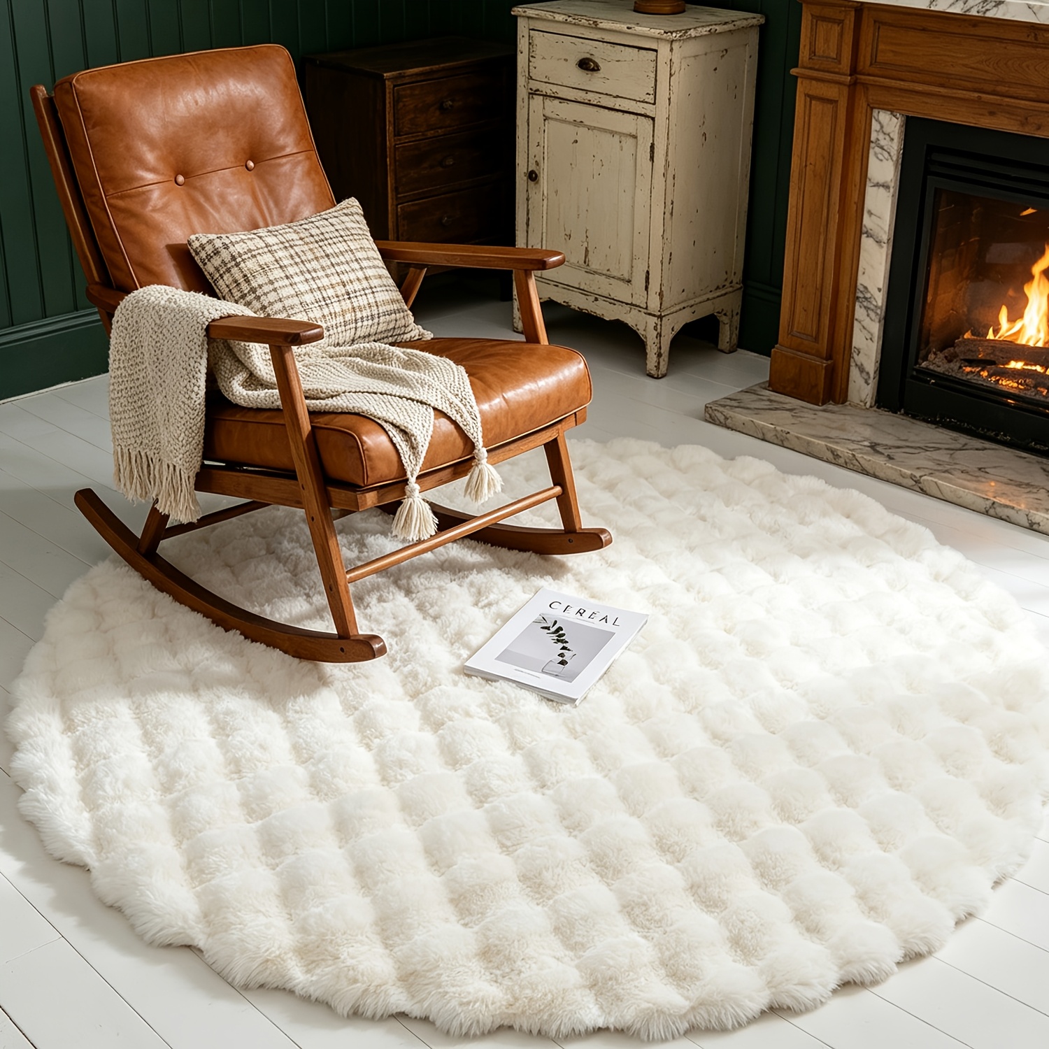 TEMU 1pc | Modern Minimalist Style | Home Decor Carpet, Rabbit Rug, Round Carpet For Living Room, Suitable For Carpeted Study, Walk-in Closet, Office