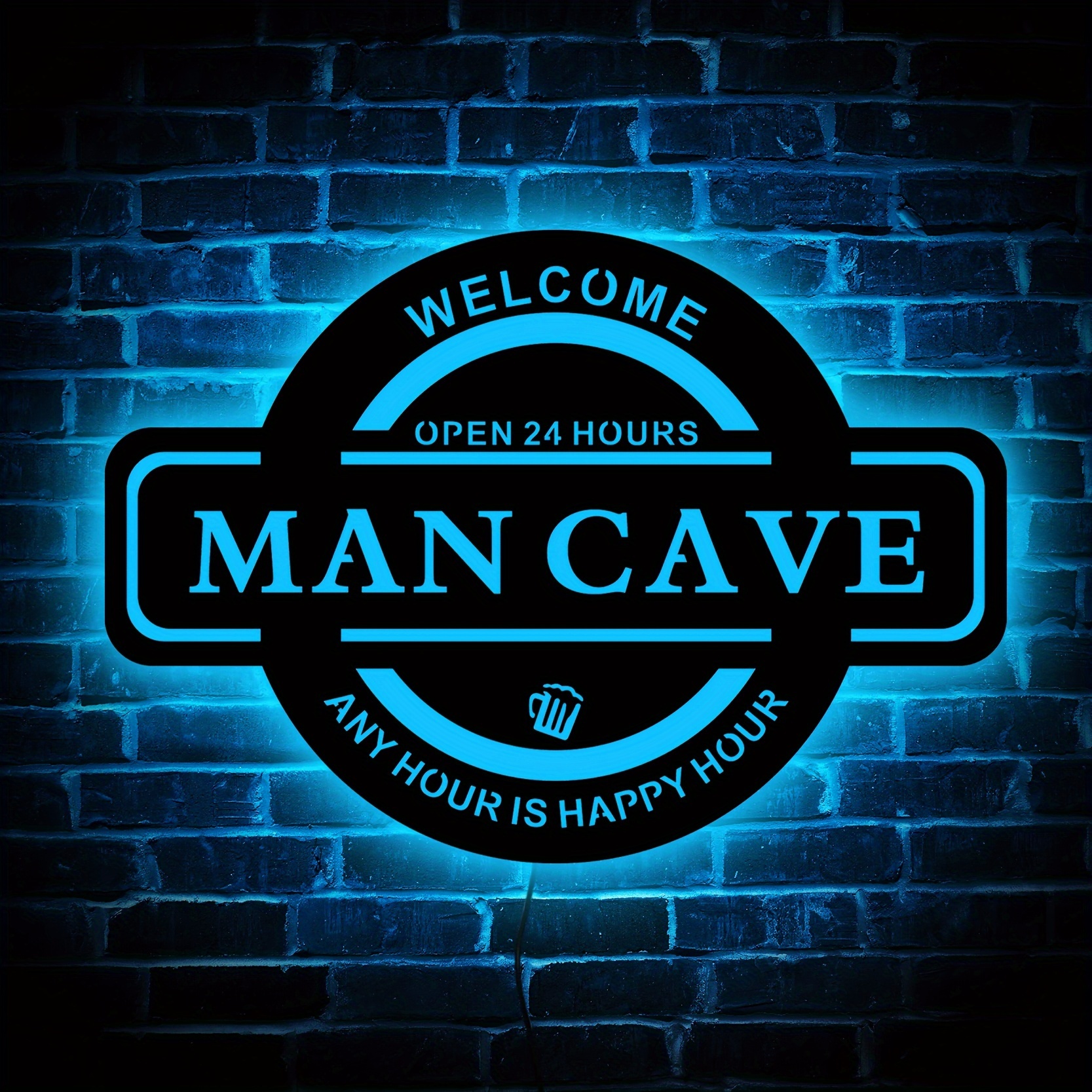 

Art Man Cave Led Neon Sign - Wood Neon Light With Color Changing, Adjustable , Usb Powered, Push Button Control For Home Party, Kitchen, Patio, Wall