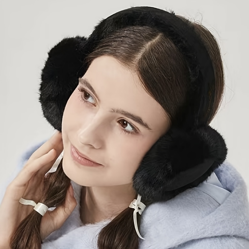 1pc Knit Fabric Women's Earmuffs - Suede Plush Ear Warmers, Cold Resistant, Fitted Polyester Ear Protection, Washable Ear Coverings details 9