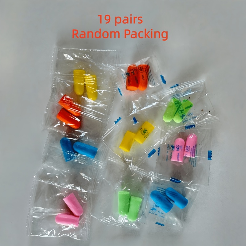 E-shop 19 Stück (38 Stück) einzeln verpackte, weiche Ohrstöpsel, sortierte Farben, geliefert in zufälligen Farben, Slow-Rebound-Material, reduziert