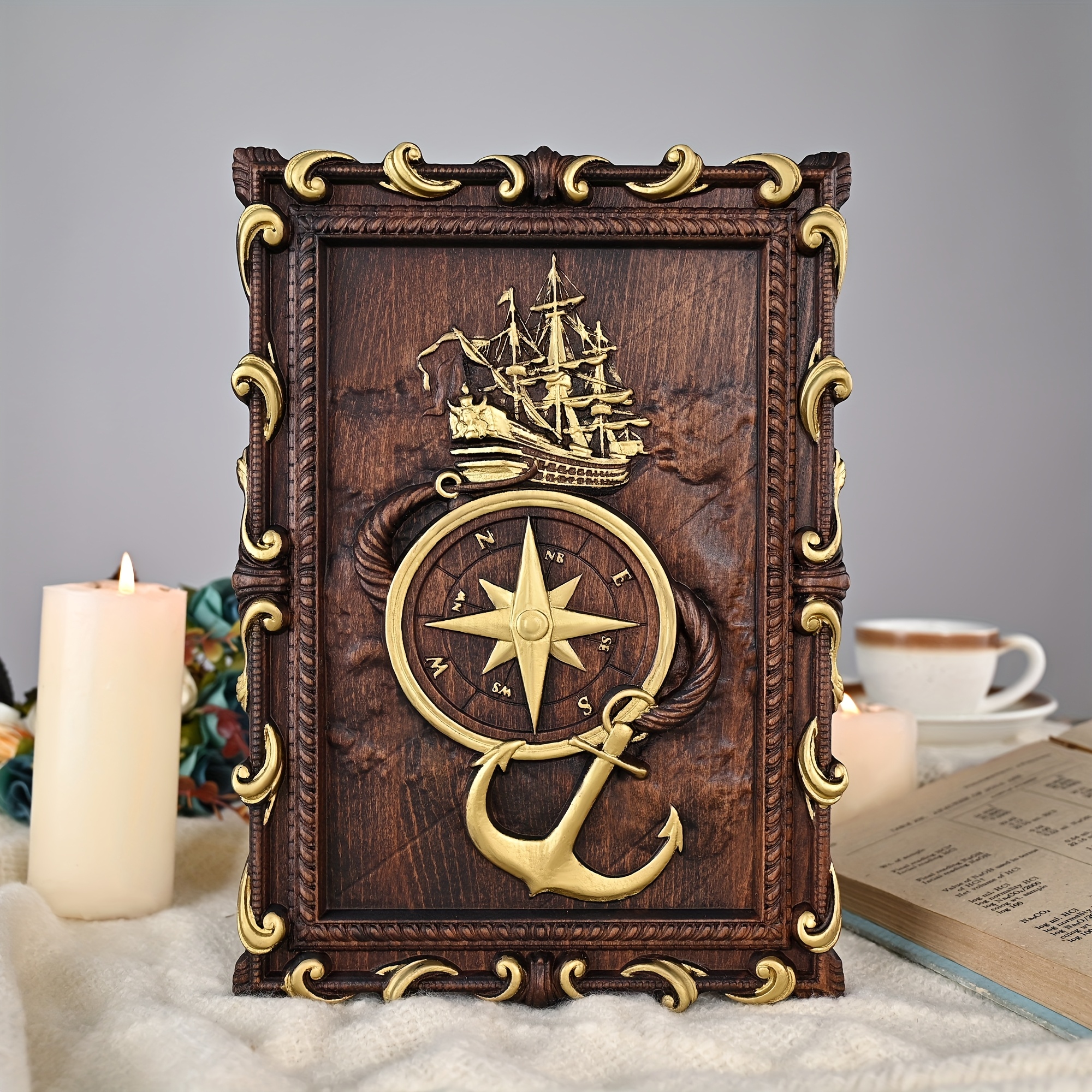 Handcrafted 3D Vintage Nautical Solid Wood Relief Wall Hanging